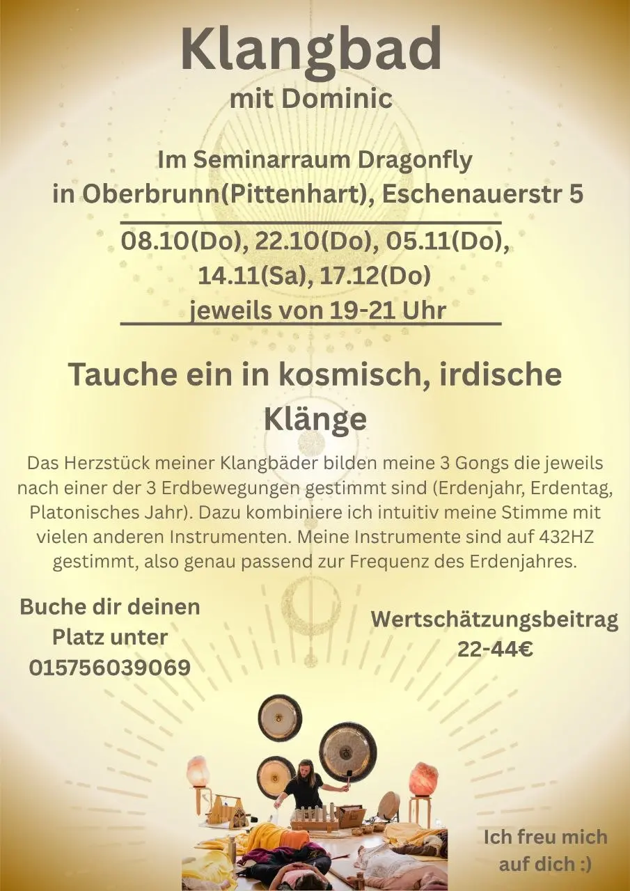 Klangbad im Seminarraum Dragonfly in Pittenhart/Oberbrunn – Pittenhart