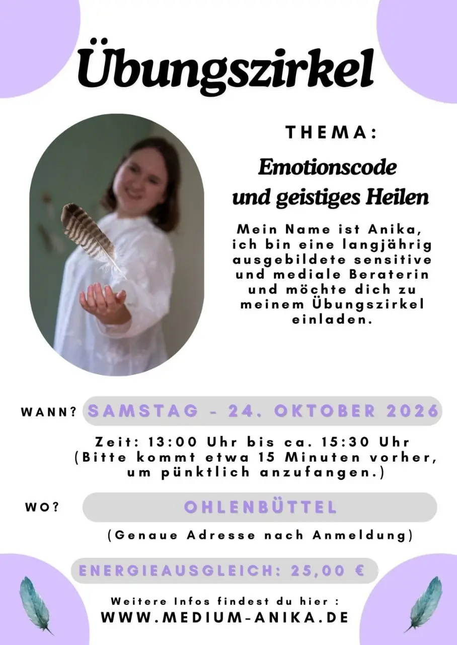 💜 Einladung zum Übungszirkel „Emotionscode & geistiges Heilen“ 💜