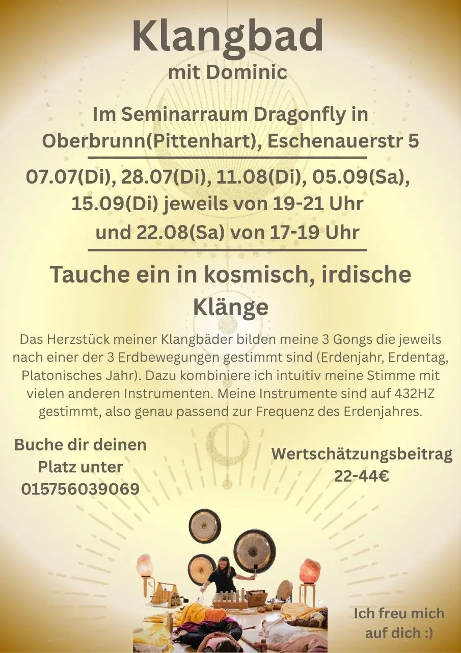 Klangbad im Seminarraum Dragonfly in Pittenhart/Oberbrunn