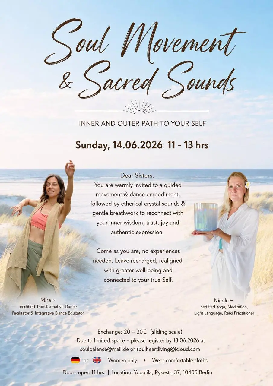 Sisters … Join us for a nurturing and heart-centered experience that combines conscious movement, sacred sound and gentle breathwork