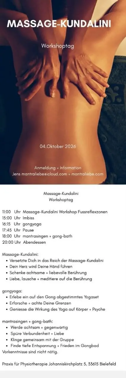 Workshop Massage-Kundalini und Reflexologie