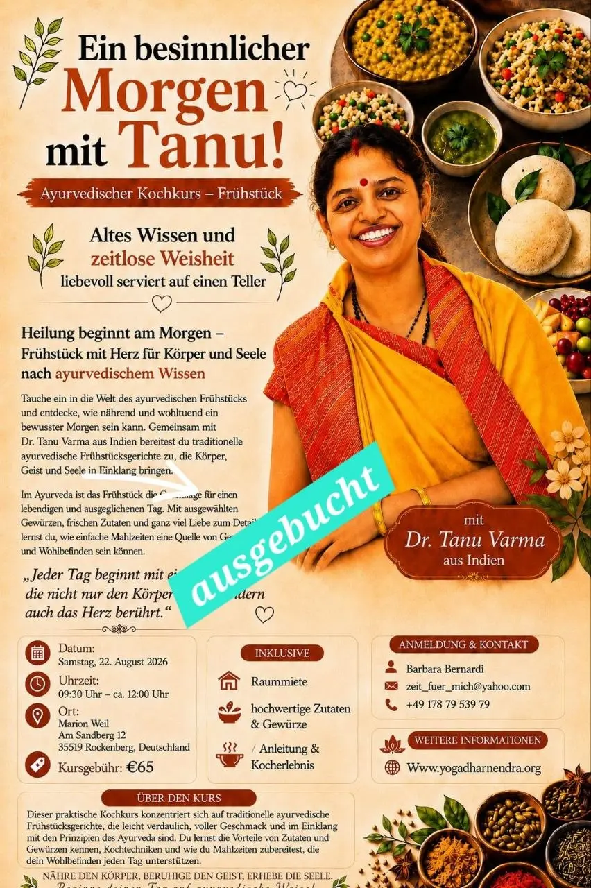 🌿 Ayurveda & Yoga Weekend mit Dr. Tanu Varma 🌿