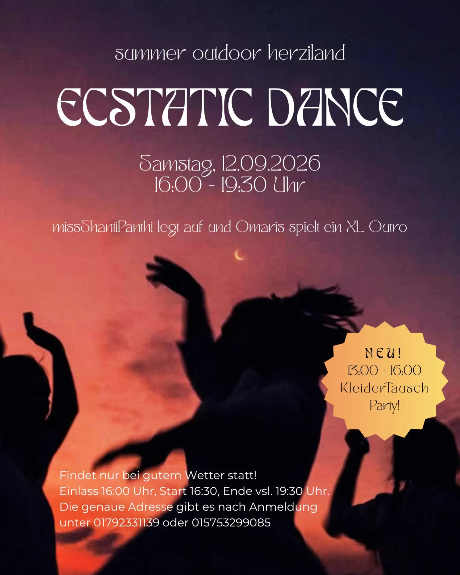 outdoor summer herziland Ecstatic Dance mit missShantiPanthi und Omaris