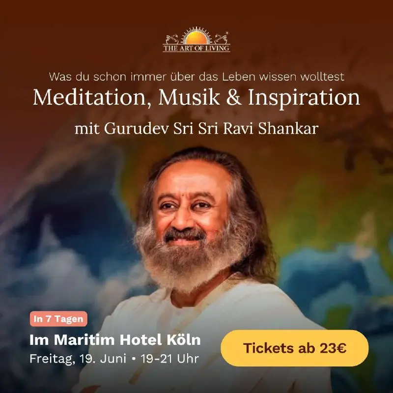 Abend mit Meditation, Musik und praktischen Impulsen mit Gurudev Sri Sri Ravi Shankar